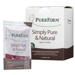 Purrform Raw Cat Food Pouches – Farmed rabbit with ground bone and ox heart